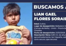 Caso Lian Flores:“Todavía se espera encontrarlo con vida”